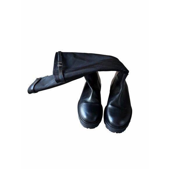 La Canadienne Quintin Leather Nylon Knee High Boots in Black 7.5US Made in Italy - Picture 4 of 8